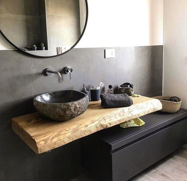 Blat baie din stejar masiv - 110x50 cm - grosime 6 cm - finisaj Rubio - ATP Wood