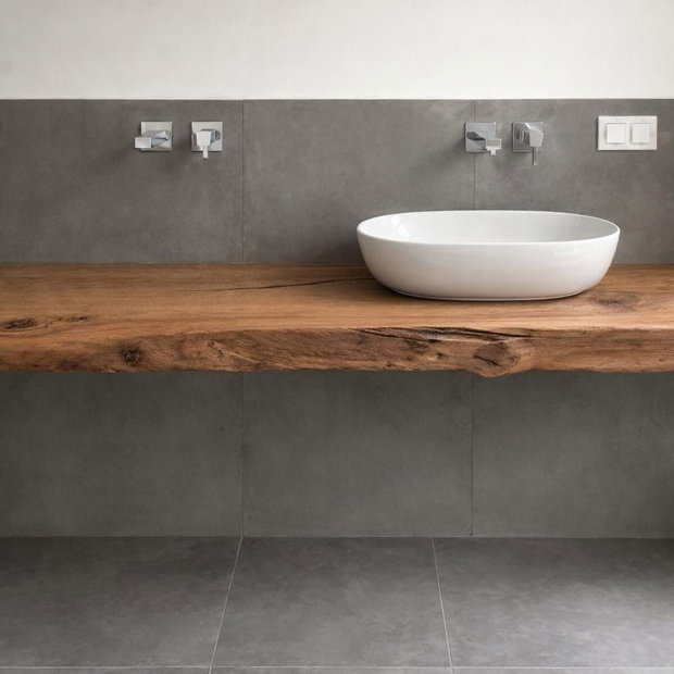 Blat baie din stejar masiv - live edge natural - 160x50 cm - ATP Wood