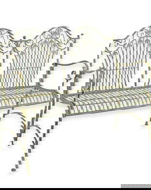 Banca gradina din fier forjat antik green