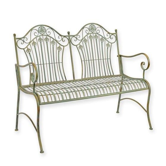 Banca gradina din fier forjat antik green