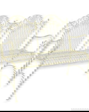 Banca gradina din fier forjat antik white