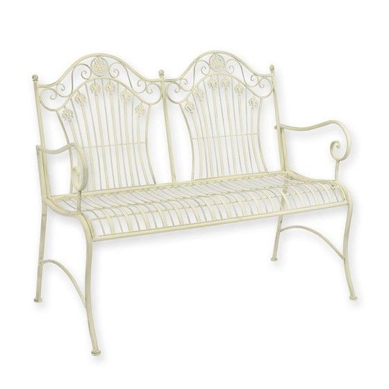 Banca gradina din fier forjat antik white