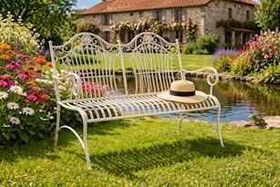 Banca gradina din fier forjat antik white