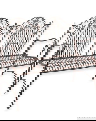 Banca gradina din fier forjat antik brown