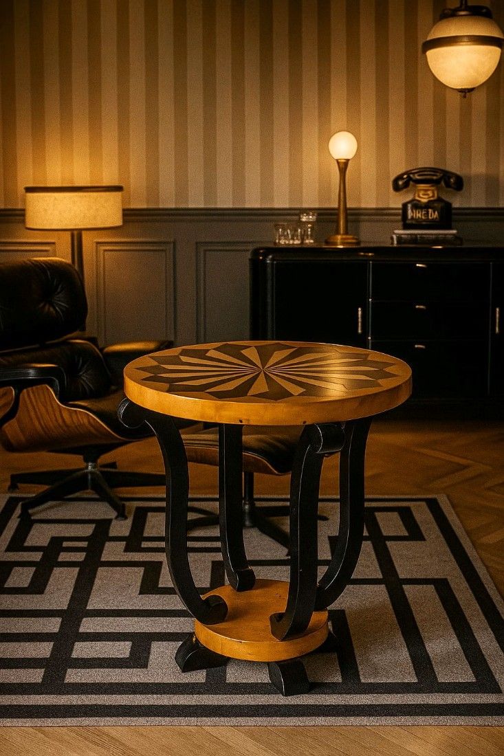 Masuta cafea Art Deco din lemn masiv furniruit