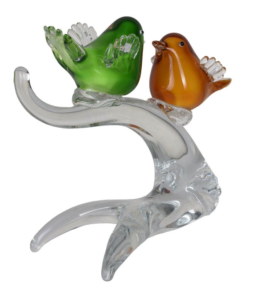 Pasarele pe o creanga-figurina din sticla Murano