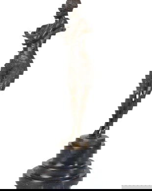 Dansatoare-statueta Art Deco din bronz cu soclu din marmura