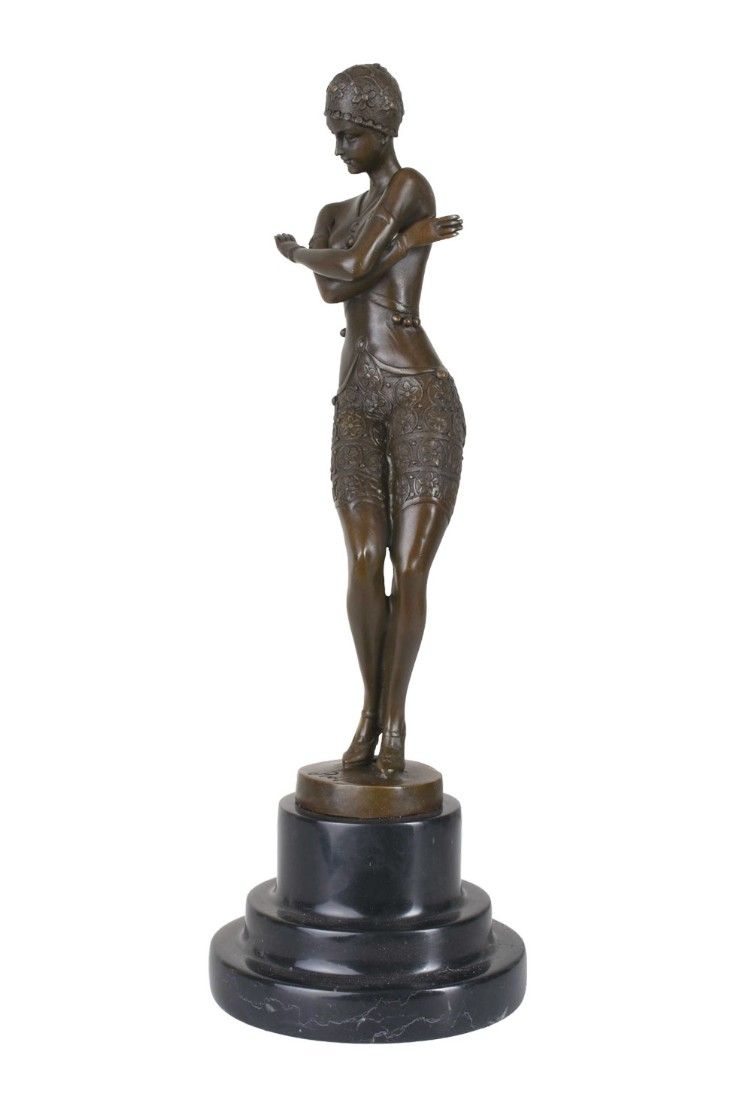 Dansatoare-statueta Art Deco din bronz cu soclu din marmura
