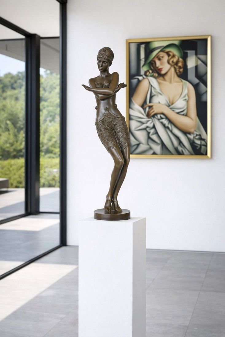 Dansatoare-statueta Art Deco din bronz cu soclu din marmura