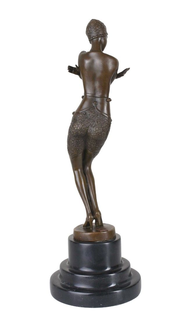 Dansatoare-statueta Art Deco din bronz cu soclu din marmura