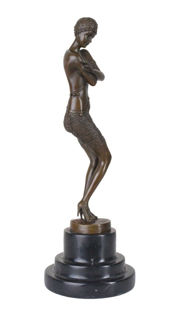 Dansatoare-statueta Art Deco din bronz cu soclu din marmura