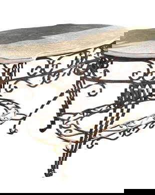 Masa antica de gradina fier forjat cu blat din marmura