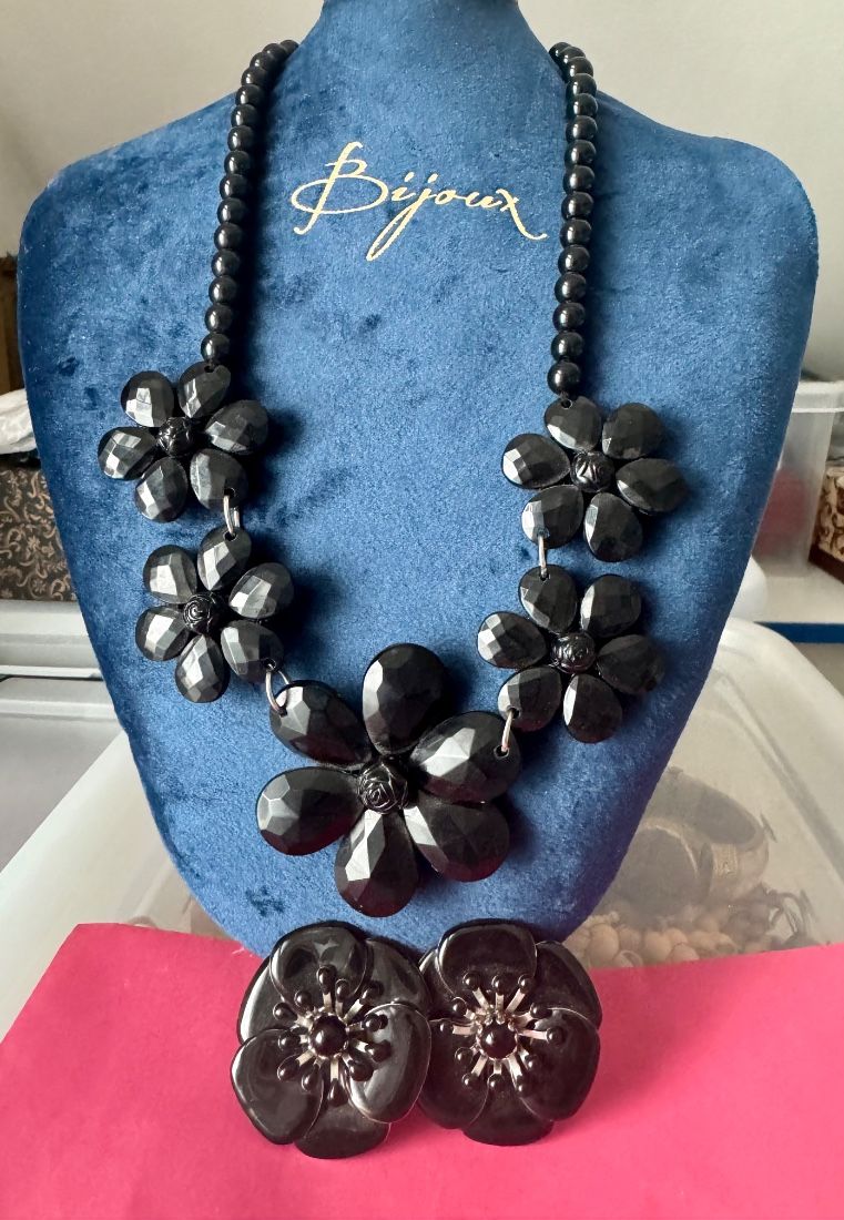 Shiny floral statement jewellery
