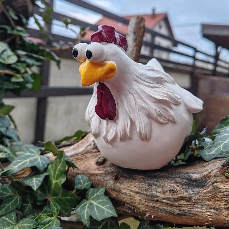 Figurine haioase de gradina, gainuse, polirasina, aspect ceramica, aprox.14x13x13cm, 2 buc.