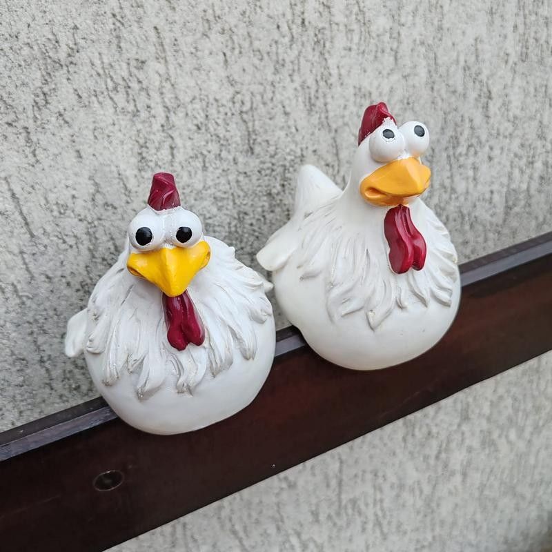 Figurine haioase de gradina, gainuse, polirasina, aspect ceramica, aprox.14x13x13cm, 2 buc.