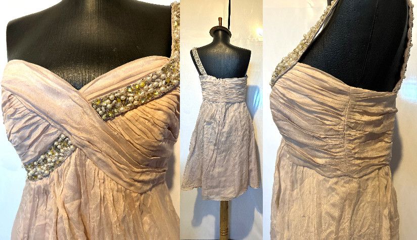 Rochie mătase naturala rose pudră