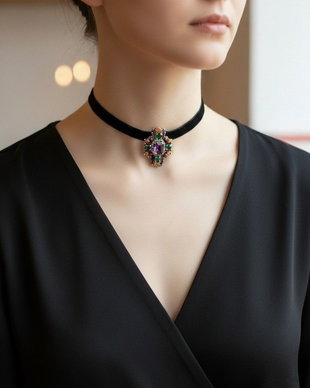 Colier tip choker cu pandantiv