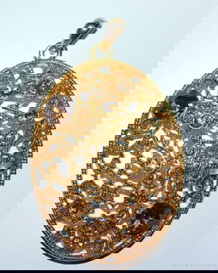 Pandantiv Jablonex , cristale Bohemia, lucrat  in filigran , vintage