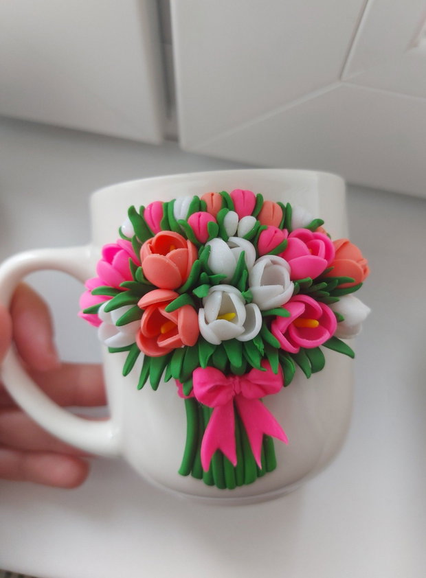 Cana flori fimo