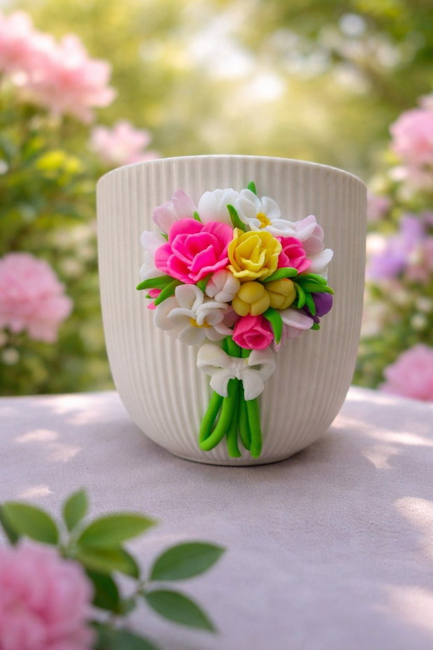 Cana flori fimo
