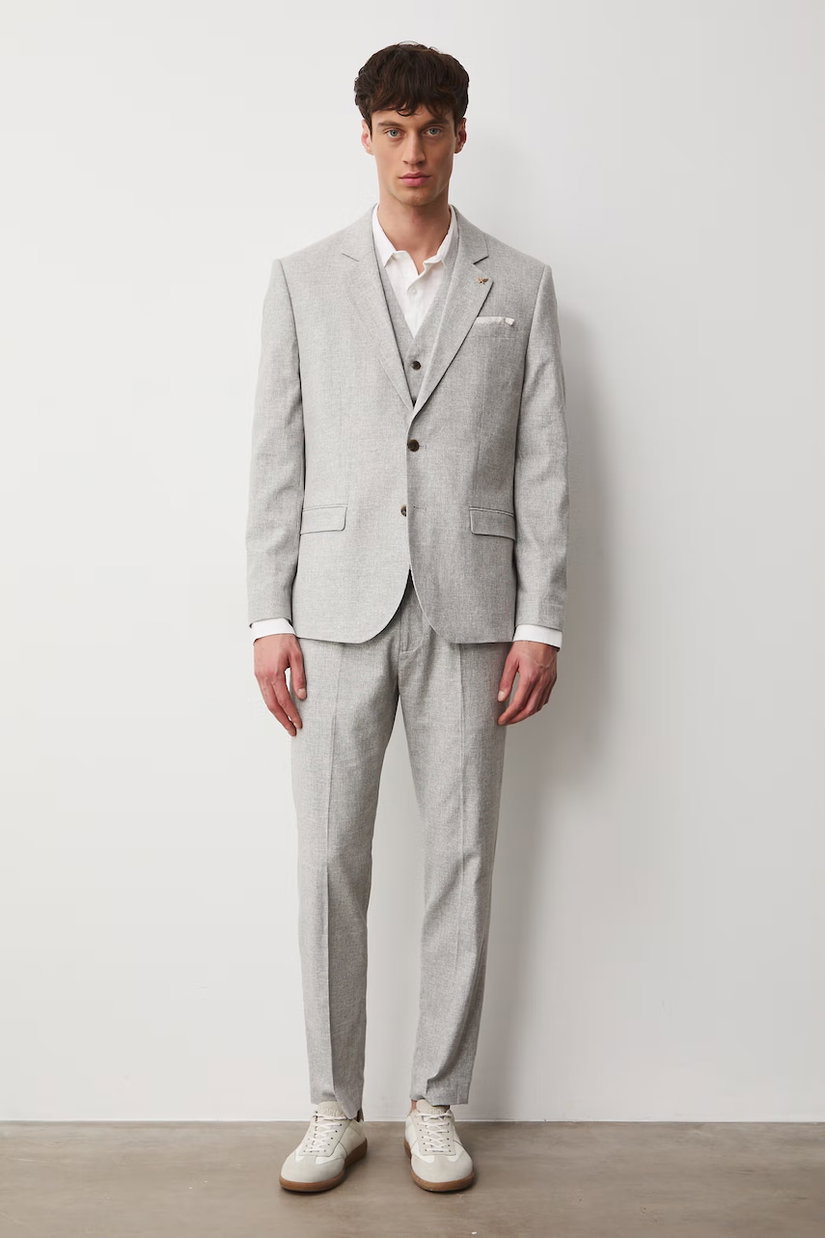 Medicine sacou cu un singur rând de nasturi pentru bărbați, cu adaos de in