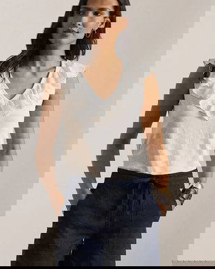 Lauren Ralph Lauren bluză cu volane pentru femei, din bumbac