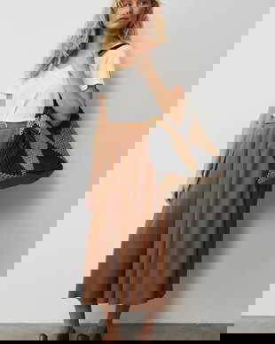 Medicine fustă plisată din lyocell