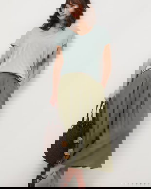 Medicine fustă plisată din lyocell