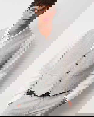 Medicine vestă cu un singur rând de nasturi pentru bărbați, cu adaos de in