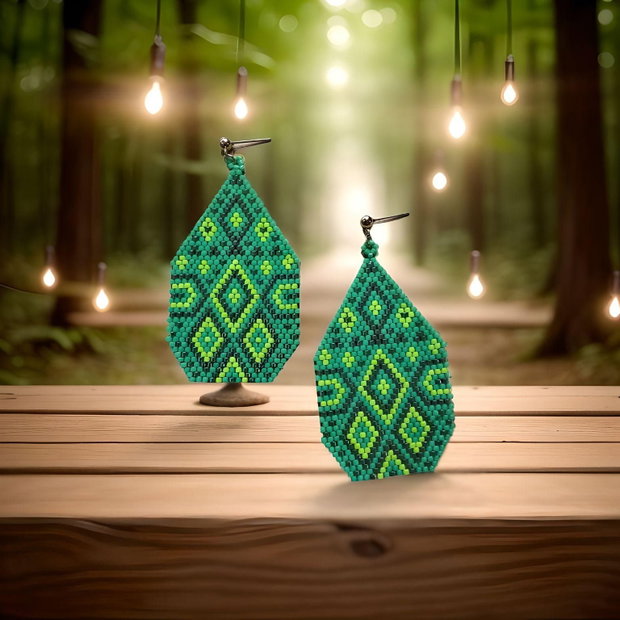 Cercei Handmade Primăvara Verde din mărgele Miyuki Delica