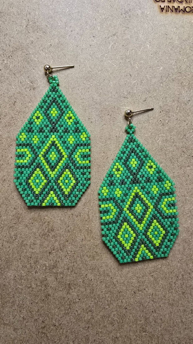 Cercei Handmade Primăvara Verde din mărgele Miyuki Delica