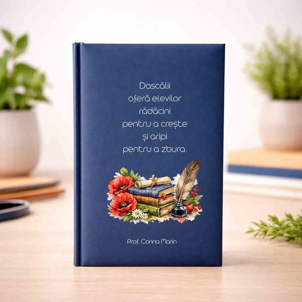 Agendă Personalizată pentru Profesori Cadou cu Mesaj și Nume