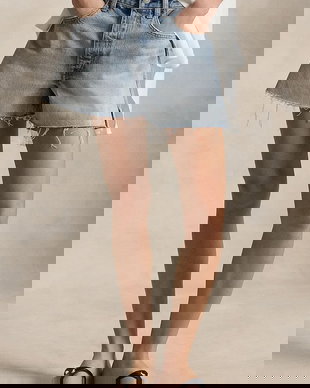 Polo Ralph Lauren pantaloni scurți pentru femei, din denim RIGID DENIM-WVN-SHORTS