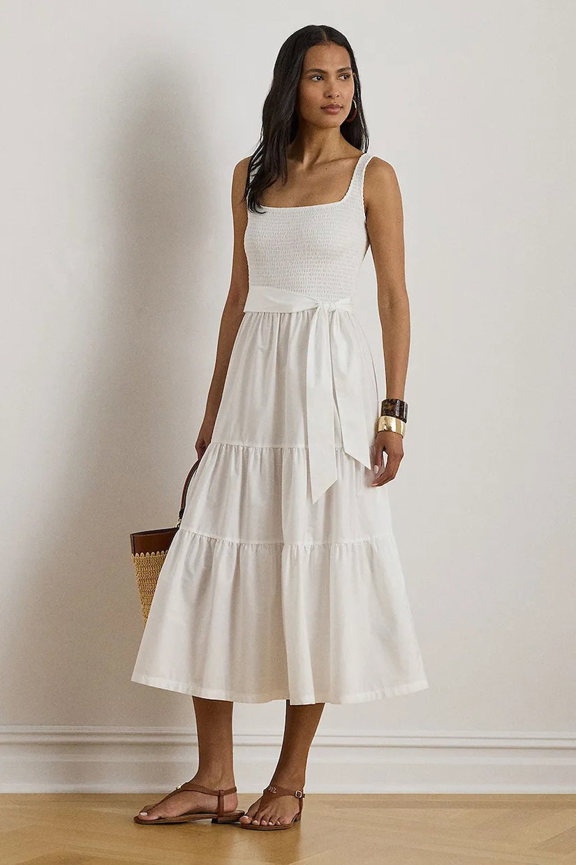 Lauren Ralph Lauren rochie evazată bumbac