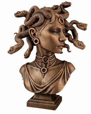 Bust Medusa  Pictat Manual - Decor Arta Cadou 25cm
