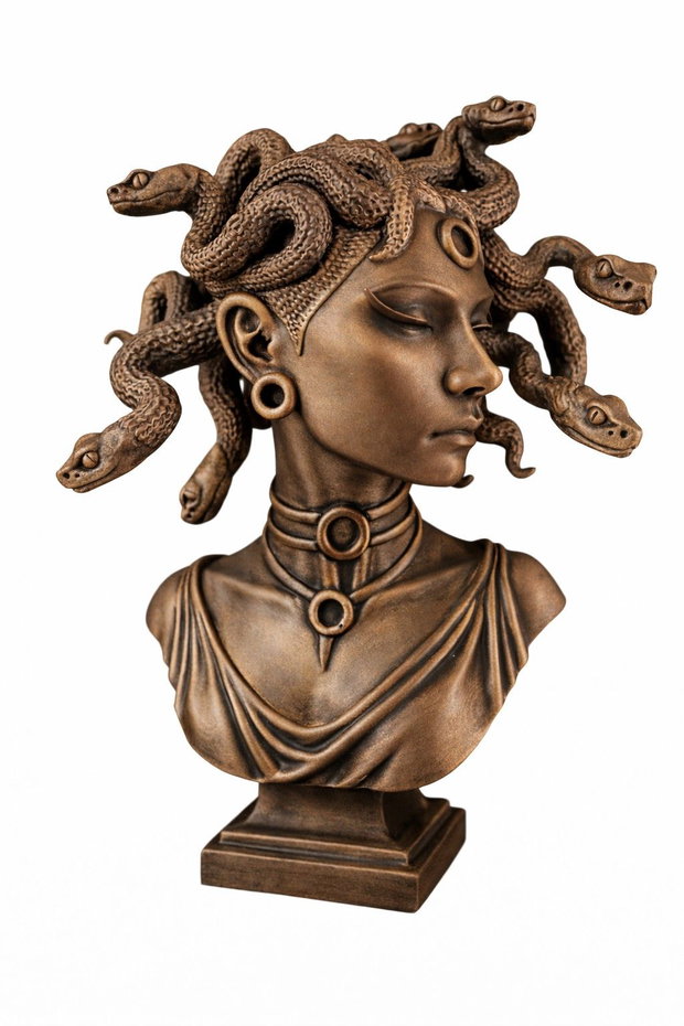 Bust Medusa Pictat Manual - Decor Arta Cadou 25cm