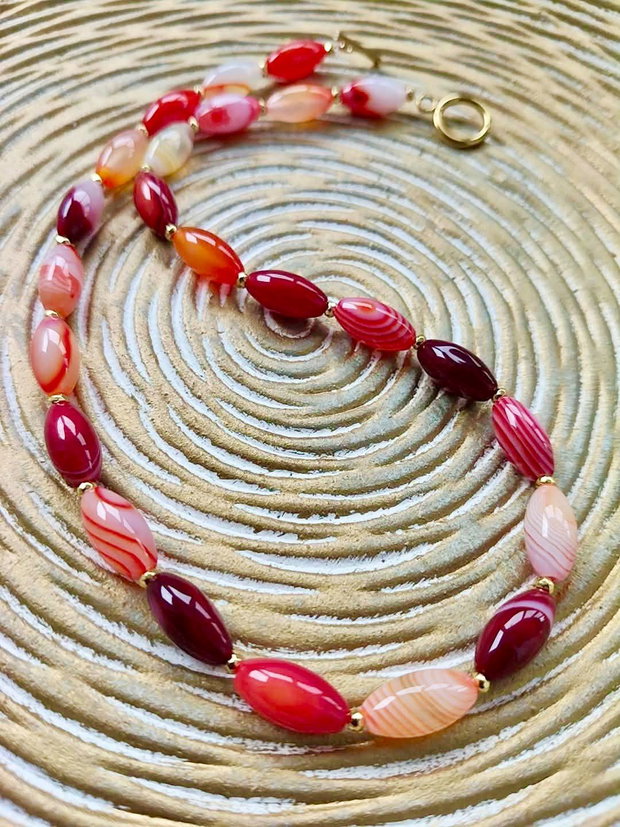 Colier CHOKER agate rosii
