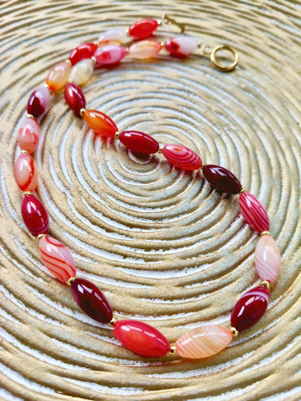 Colier CHOKER agate rosii