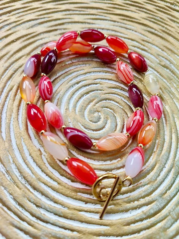Colier CHOKER agate rosii
