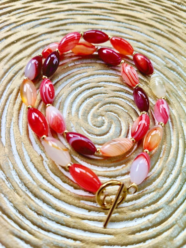 Colier CHOKER agate rosii