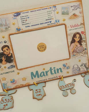 Rama foto personalizata cu datele parintilor si a copilului
