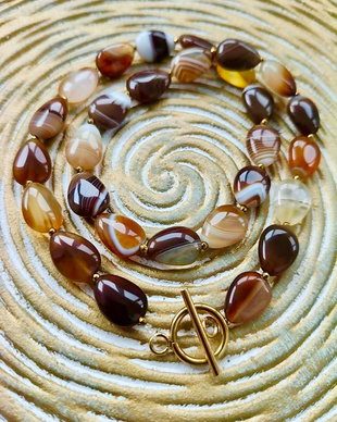 Colier agate cafenii