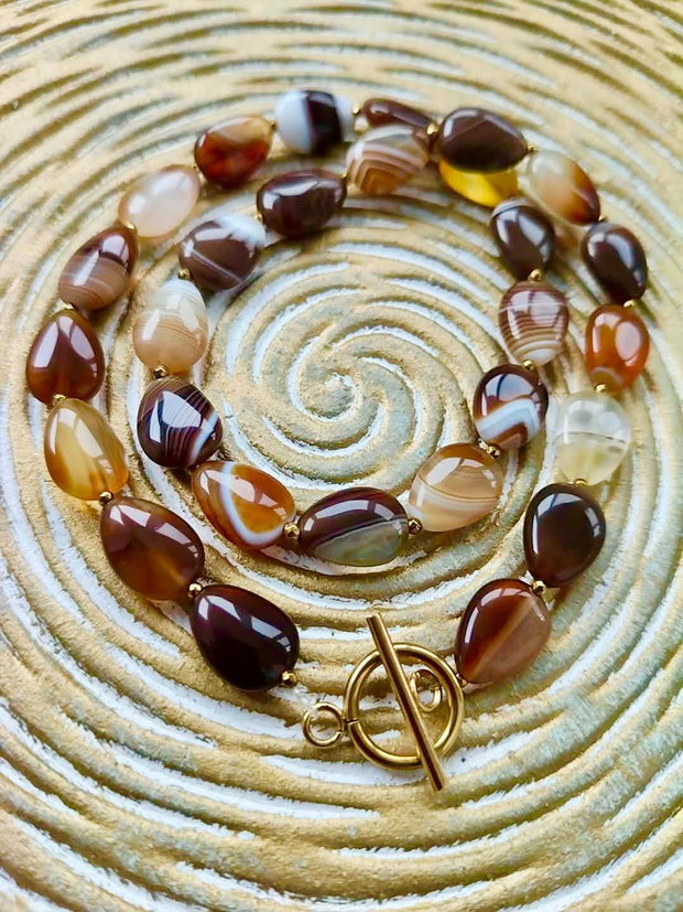 Colier agate cafenii