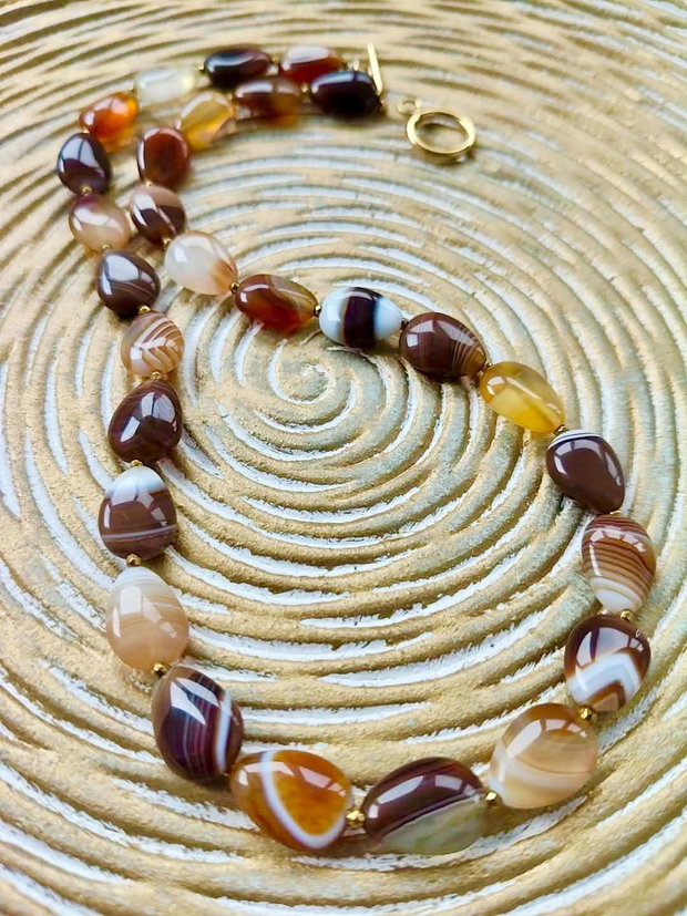 Colier agate cafenii
