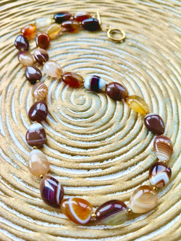 Colier agate cafenii