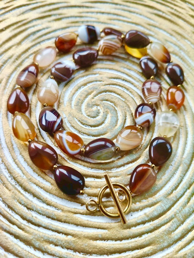 Colier agate cafenii