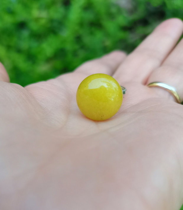 Inel Jad lemon si Argint 925 - IN1354 - Inel galben reglabil, inel pietre semipretioase, cadou iubita, inel cadou, bijuterii cadou, cadou sotie, cadou prietena, cadou romantic, cadou logodna, cadou prietena, bijuterii jad, cristale vindecatoare