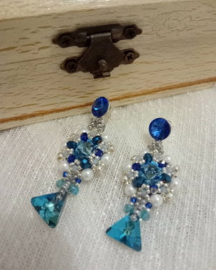 Cercei argint 925 cristale swarovski , perle shell