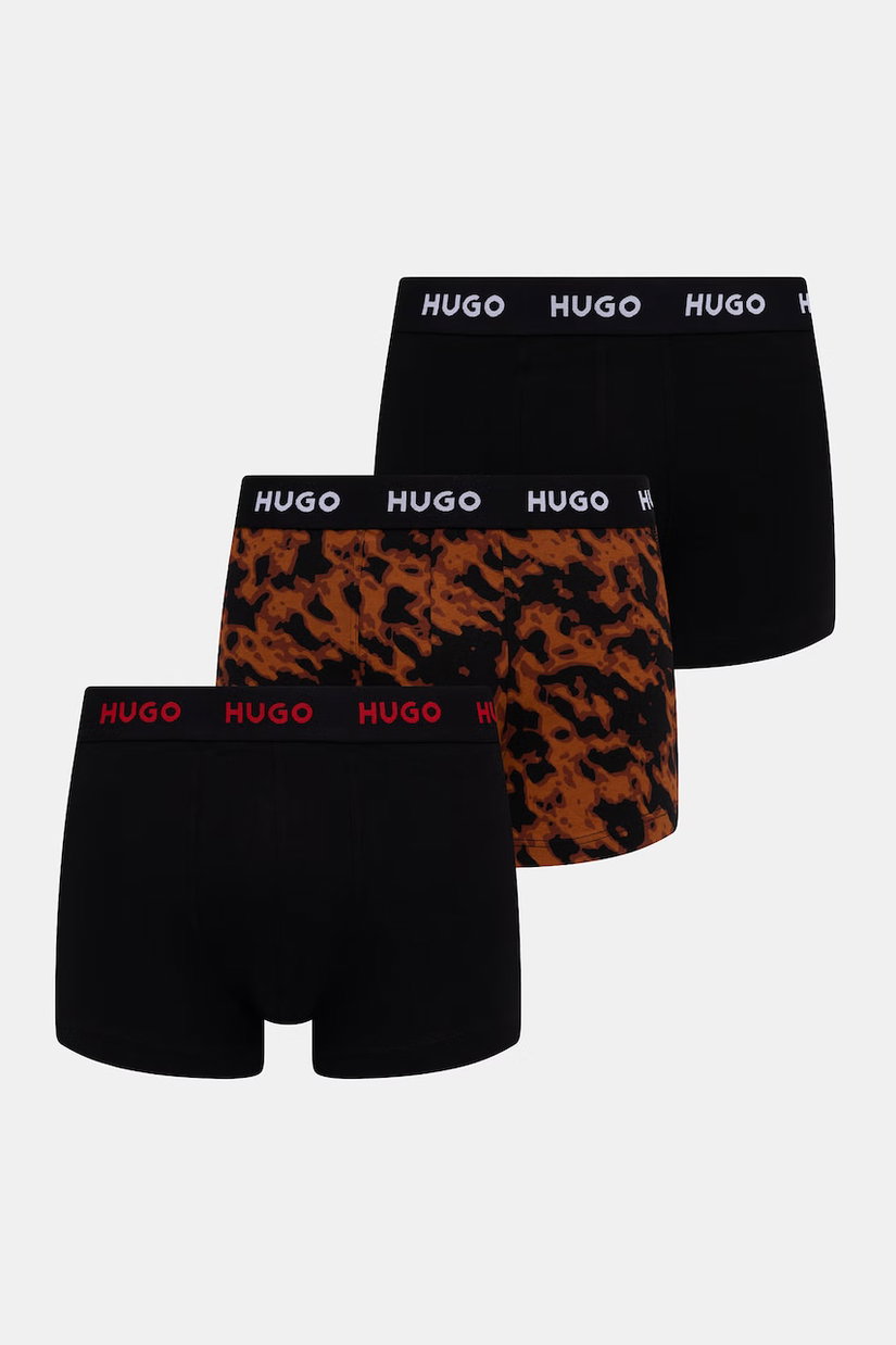 HUGO boxeri bărbați din bumbac cu elastan TRIPLET DESIGN pachet de 3