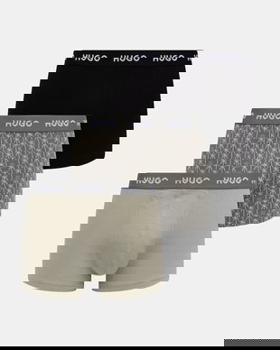 HUGO boxeri bărbați din bumbac cu elastan TRIPLET DESIGN pachet de 3